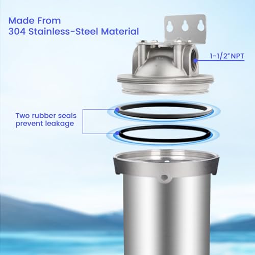 Amwater NSF/ANSI 42 Certification Big+ Stainless Steel Filter Housing for 10”Length,4.5"OD Filter Cartridge(10" C Housing-1.5NPT) - Image 4