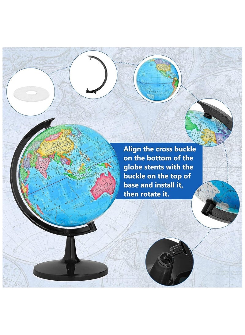 World Globe for Kids Learning, DIY Assemble Educational Rotating World Map Globes, Decorative Earth Children Globe for Classroom Geography Teaching, Desk & Office Decoration - Image 2