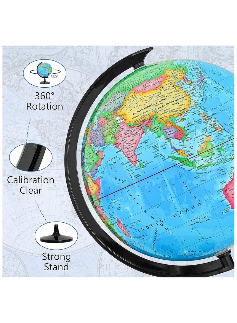 World Globe for Kids Learning, DIY Assemble Educational Rotating World Map Globes, Decorative Earth Children Globe for Classroom Geography Teaching, Desk & Office Decoration - Image 3
