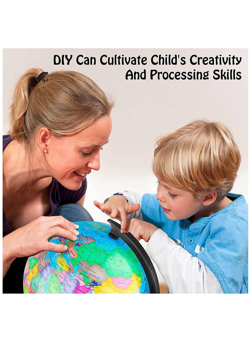 World Globe for Kids Learning, DIY Assemble Educational Rotating World Map Globes, Decorative Earth Children Globe for Classroom Geography Teaching, Desk & Office Decoration - Image 5