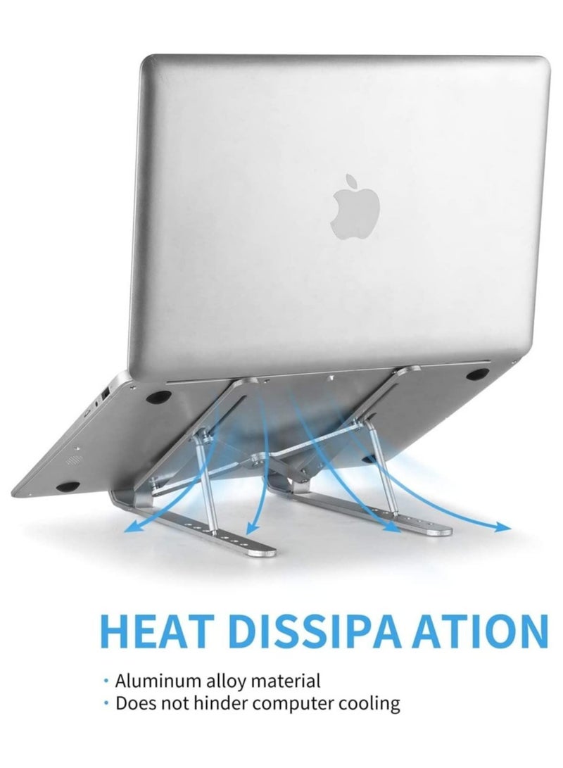 ELTRAZONE Aluminum Laptop Stand Adjustable Laptop Holder for Desk Foldable Computer Stand 7 Angles Anti-Slip Portable Riser for MacBook Air Thinkpad Tablet and iPad - Image 5