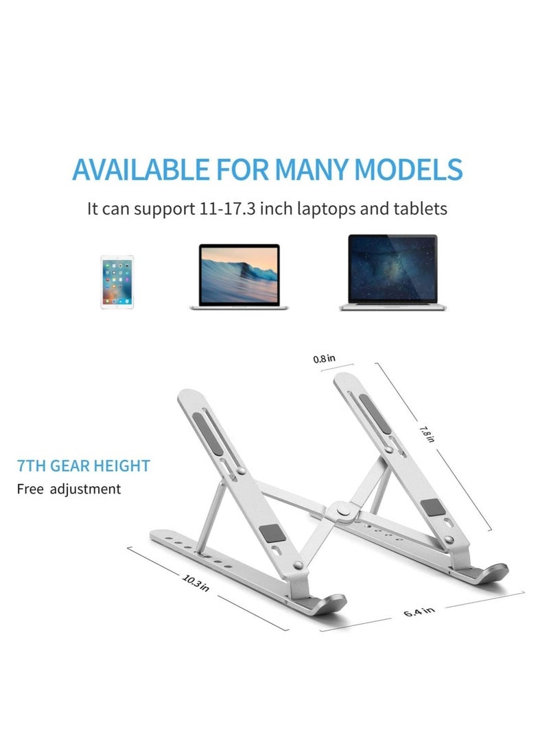 ELTRAZONE Aluminum Laptop Stand Adjustable Laptop Holder for Desk Foldable Computer Stand 7 Angles Anti-Slip Portable Riser for MacBook Air Thinkpad Tablet and iPad - Image 2