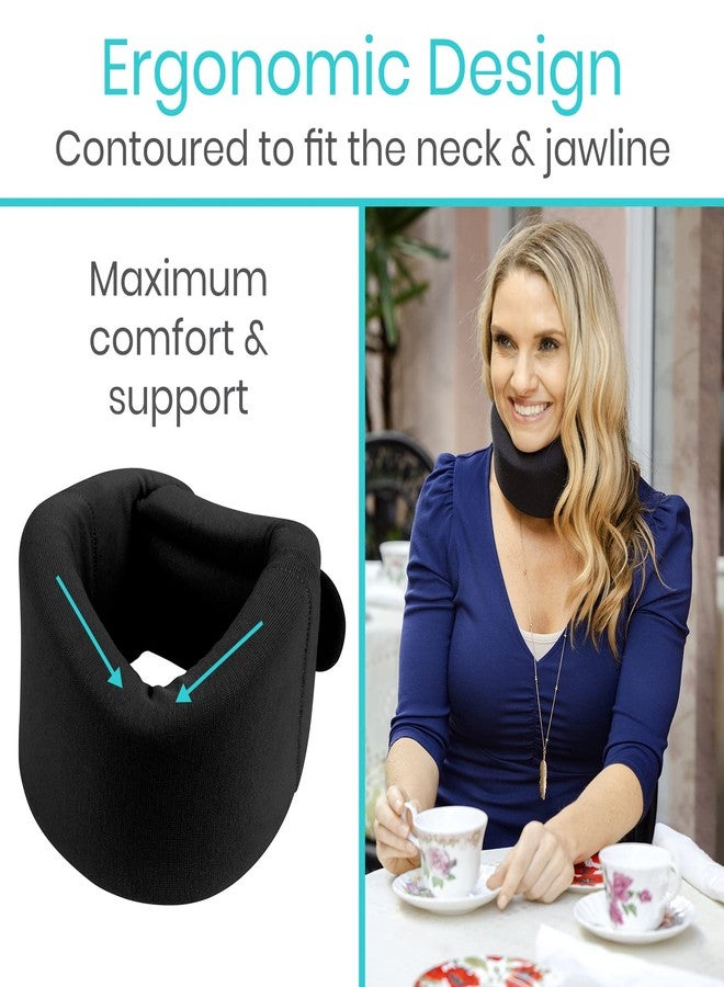 Vive Cervical Collar Neck Brace for Neck Pain and Support for Women & Men - Soft Foam Brace for Pain Relief - Comfortable Corrector Wrap for Posture, Sleeping, Radiculopathy, & Spine (Black, 3 inch) - Image 5