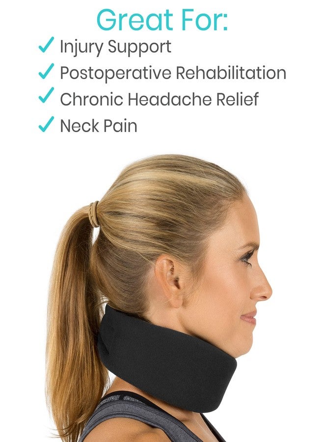 Vive Cervical Collar Neck Brace for Neck Pain and Support for Women & Men - Soft Foam Brace for Pain Relief - Comfortable Corrector Wrap for Posture, Sleeping, Radiculopathy, & Spine (Black, 3 inch) - Image 3