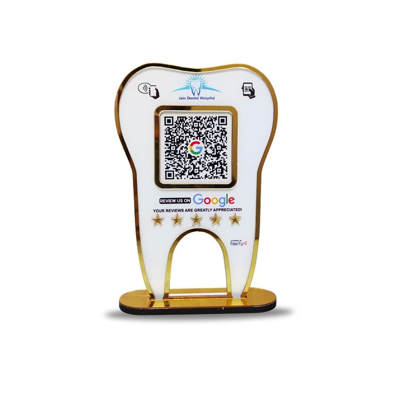 Tapify Premium - Dental Tooth Shaped NFC Single QR Standee for Google Review | Instagram | UPI - Image 3
