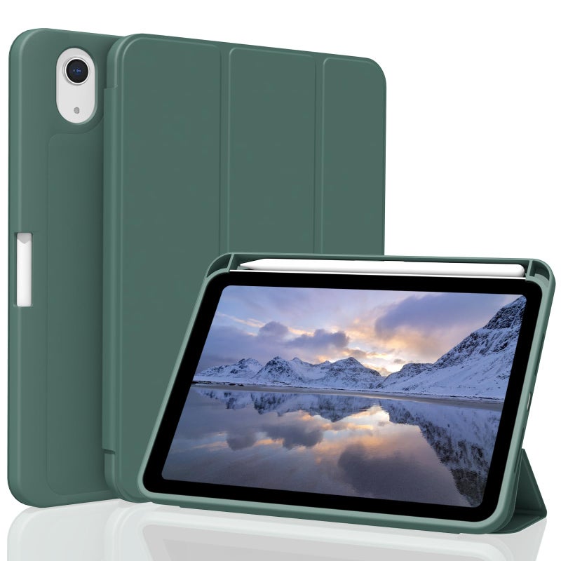 Divufus Case for iPad mini 7th Generation (A17 Pro 2024) / Mini 6th Generation 2021 Smart Lightweight Trifold Stand Cover, Auto Sleep/Wake Soft TPU Pencil Holder Case for iPad mini 7/6, Dark Green - Image 1