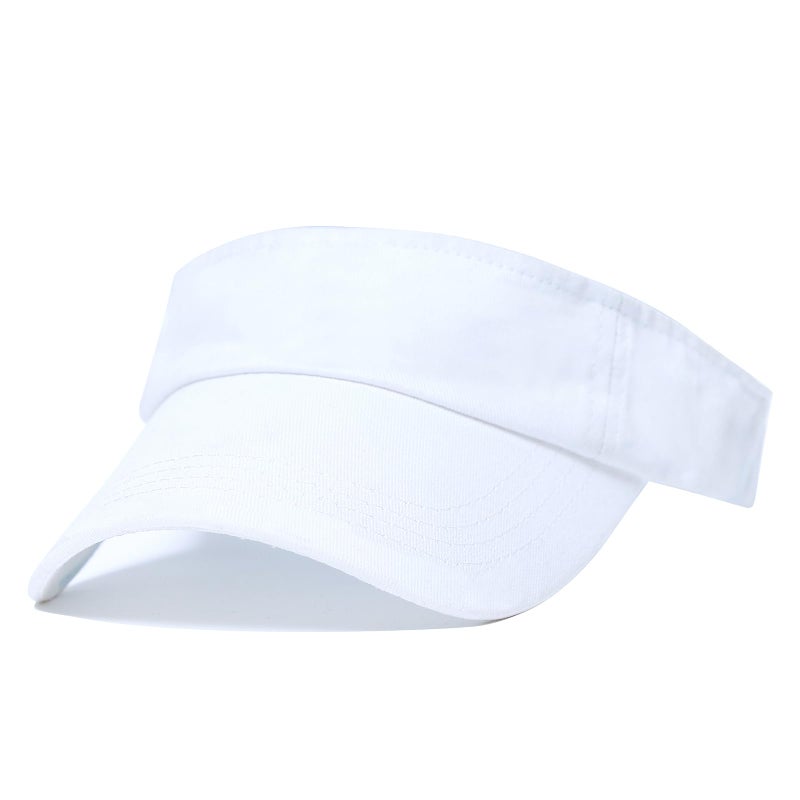 ANDICEQY Sport Sun Visor Hats Adjustable Empty Top Baseball Cap Cotton Ball Caps for Women and Men (White) - Image 3