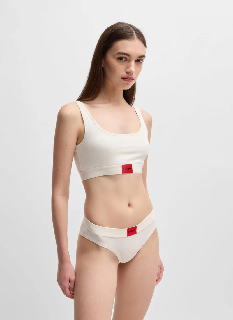 هوجو Stretch-cotton briefs with red logo label