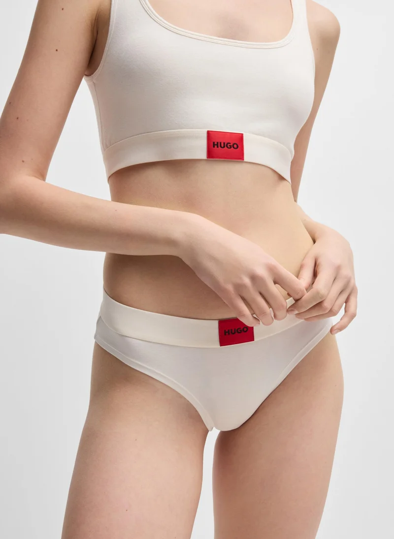 HUGO Stretch-cotton briefs with red logo label