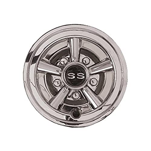E-Z-GO EZGO Chrome Painted Wheel Cover with SS Logo, 8-Inch - Image 1
