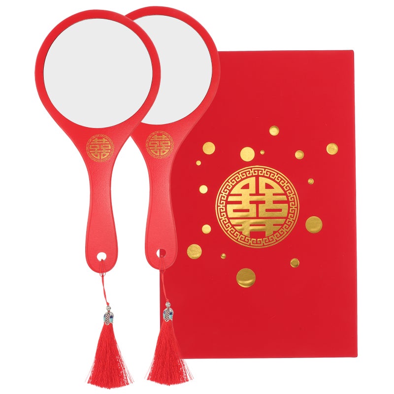 1 Pair Wedding Bridal Mirrors Makeup Mirrors Tassel Mirrors Bride Wedding Supplies - Image 1