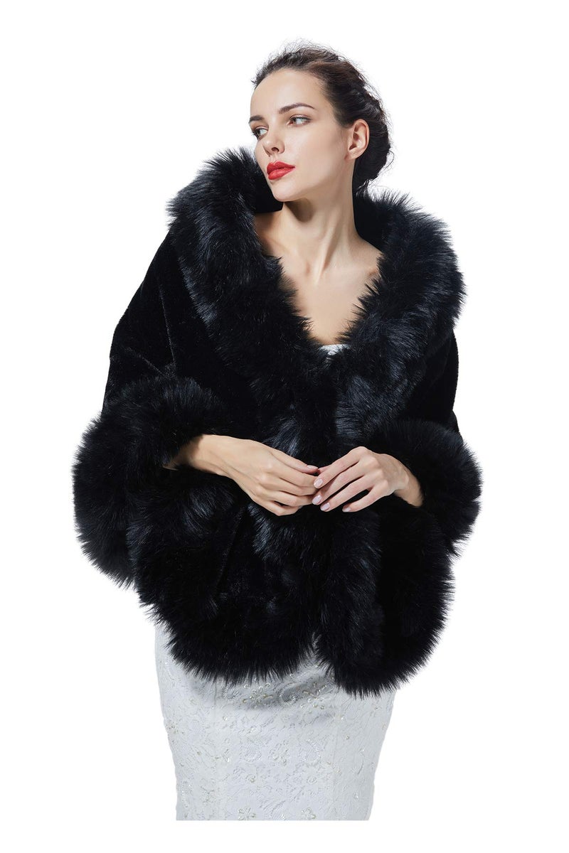 BEAUTELICATE Women's Faux Fur Shawl Wrap Stoles for Bridal Wedding Dresses - Image 2