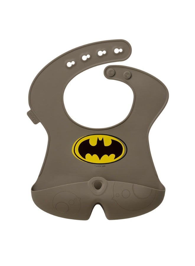 b.box Batman Silicone Bib, Stay open Catcher, Rolls for Easy on the go use, Non-stick silicone, Adjustable, Tapered Fit, Dishwasher Safe, From 4m+ - Image 1