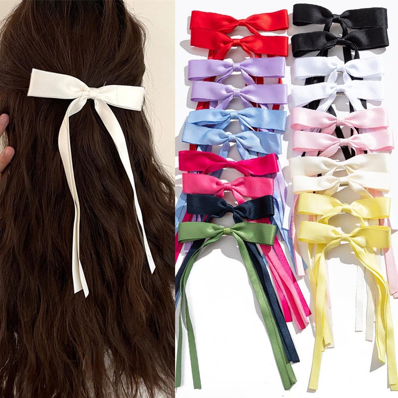 20 Hair Bow Clips with Ribbons Bowknots and Long Tails  Barrettes for Womens Hair Styling