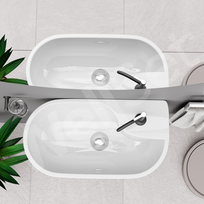 Well Set Ceramic Wash BasinBasin for BathroomWall Mounted Washbasin for HomeOfficeHotels 20X12X7INCH - Image 5