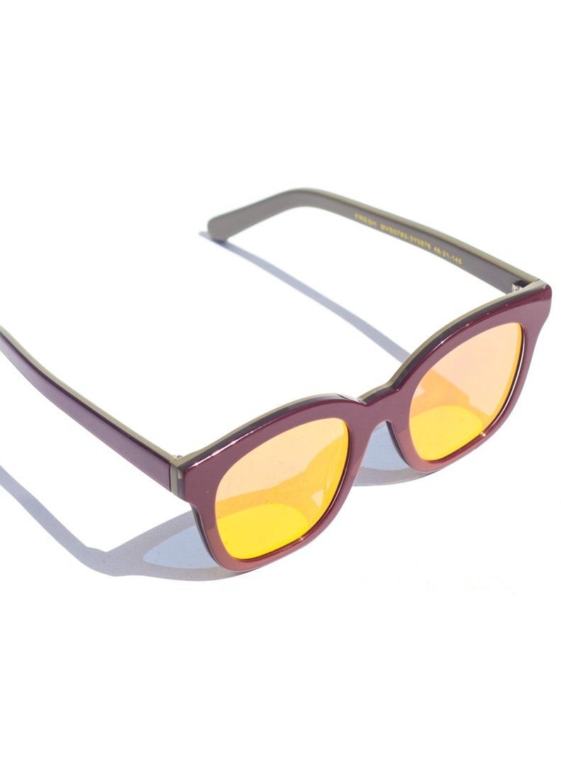 ليا نظارة شمسية نسائية للحماية من الأشعة فوق البنفسجية، نظارة شمسية ليا ذات شكل مسطح مع عدسة صفراء وإطار أرجواني اللون، قياسات 48*21*145 - Image 3