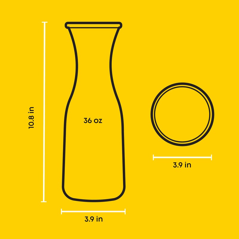JoyJolt Glass Carafe with Lid, Set of 4 â€“ 1 Liter Glass Pitcher for Mimosa Bar, Water, Iced Tea, Juice, Wine, Lemonade, Milk â€“ Dishwasher Safe Beverage Drink Dispensers for Brunch, Parties - Image 2