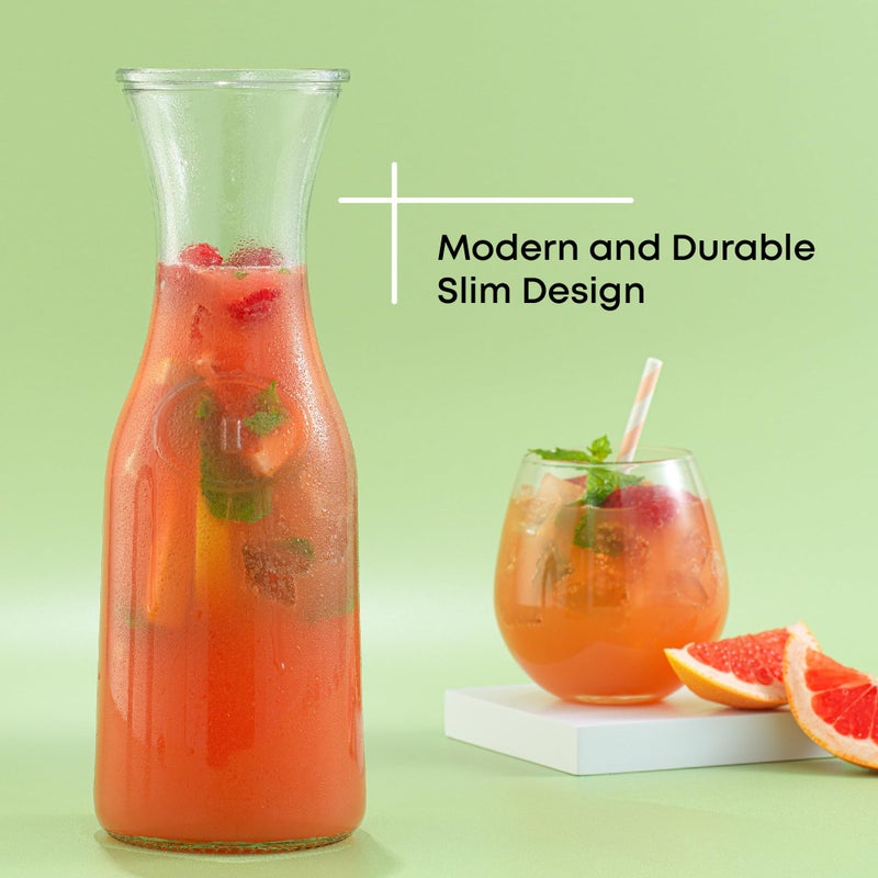 JoyJolt Glass Carafe with Lid, Set of 4 â€“ 1 Liter Glass Pitcher for Mimosa Bar, Water, Iced Tea, Juice, Wine, Lemonade, Milk â€“ Dishwasher Safe Beverage Drink Dispensers for Brunch, Parties - Image 4