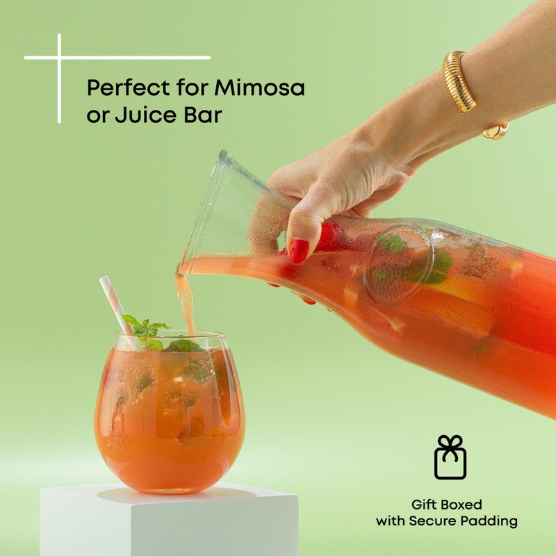 JoyJolt Glass Carafe with Lid, Set of 4 â€“ 1 Liter Glass Pitcher for Mimosa Bar, Water, Iced Tea, Juice, Wine, Lemonade, Milk â€“ Dishwasher Safe Beverage Drink Dispensers for Brunch, Parties - Image 5