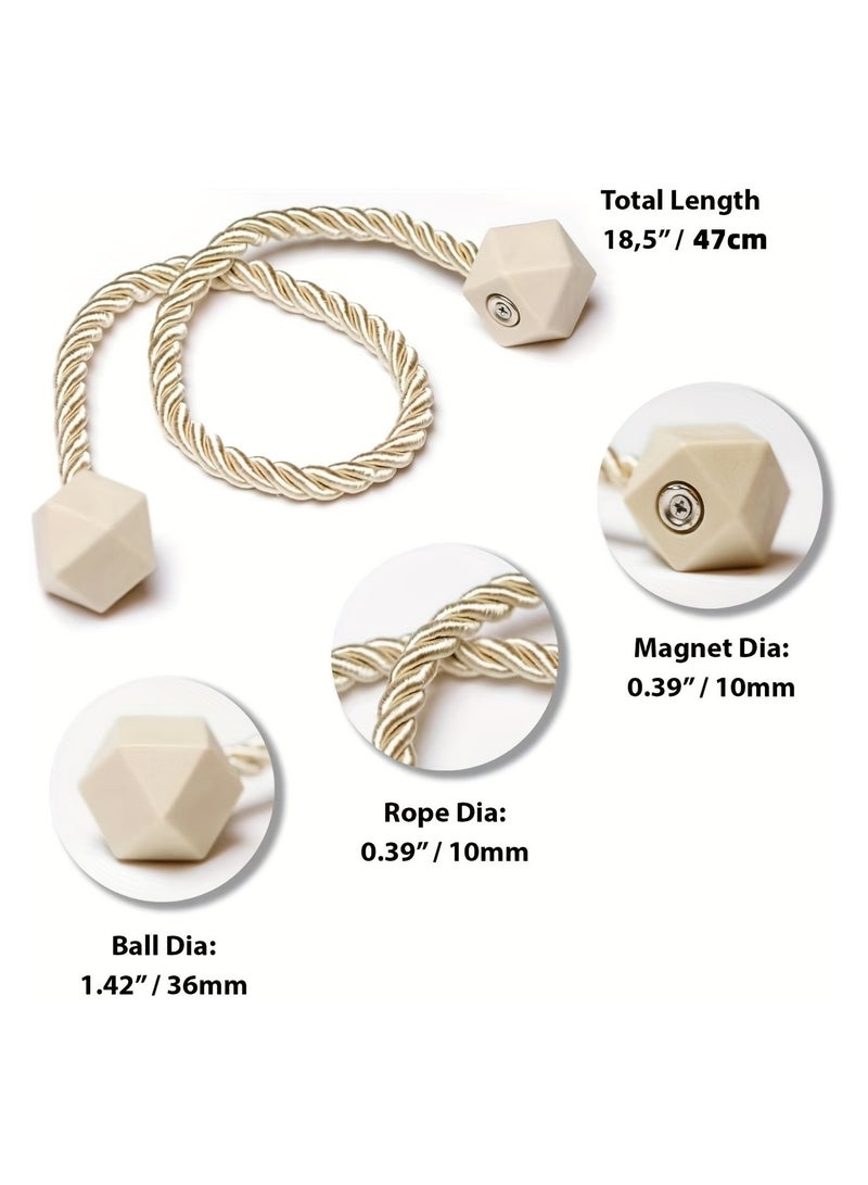 4 PCS Strong Magnetic Curtain Tiebacks - Modern Twist Rope Design for Living Room, Office & Home Decor (Off-White)  - Image 3