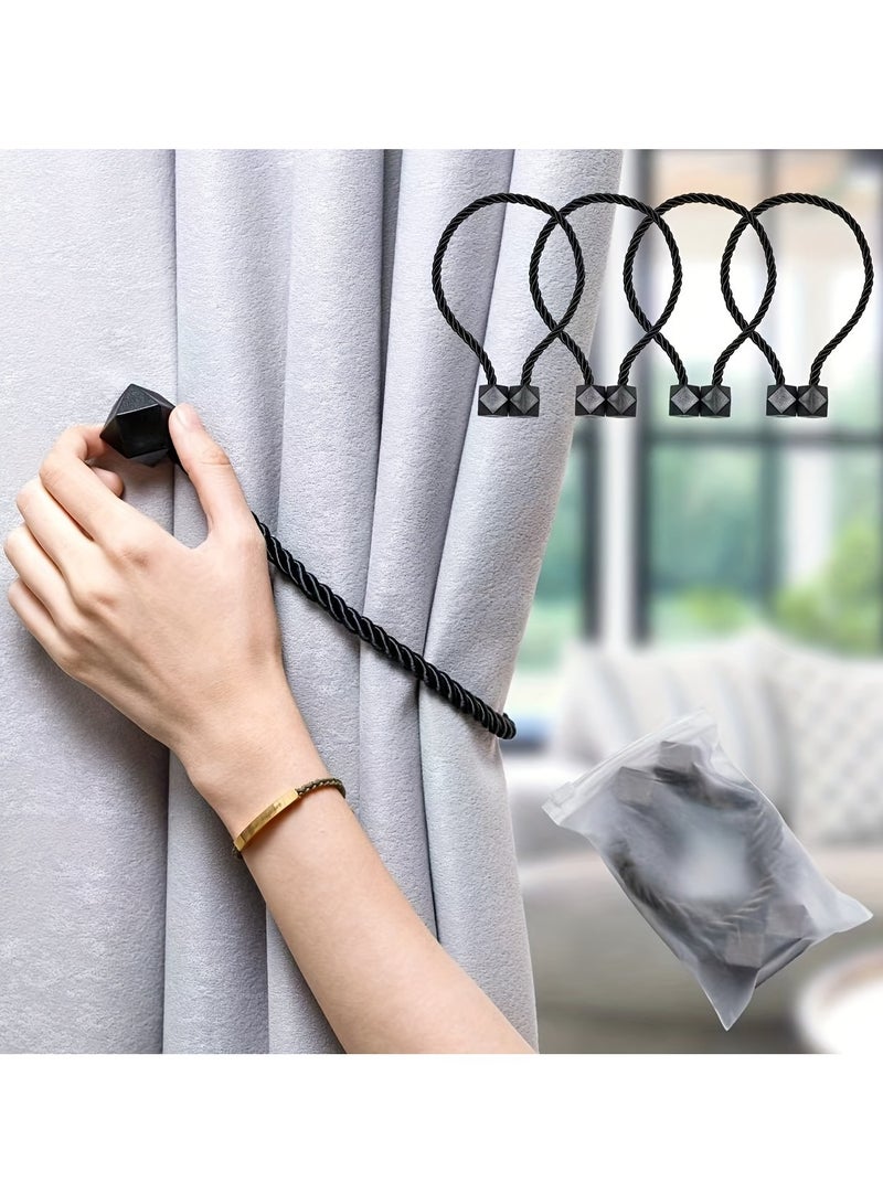 4 PCS Strong Magnetic Curtain Tiebacks - Modern Twist Rope Design for Living Room, Office & Home Decor (Off-White)  - Image 5
