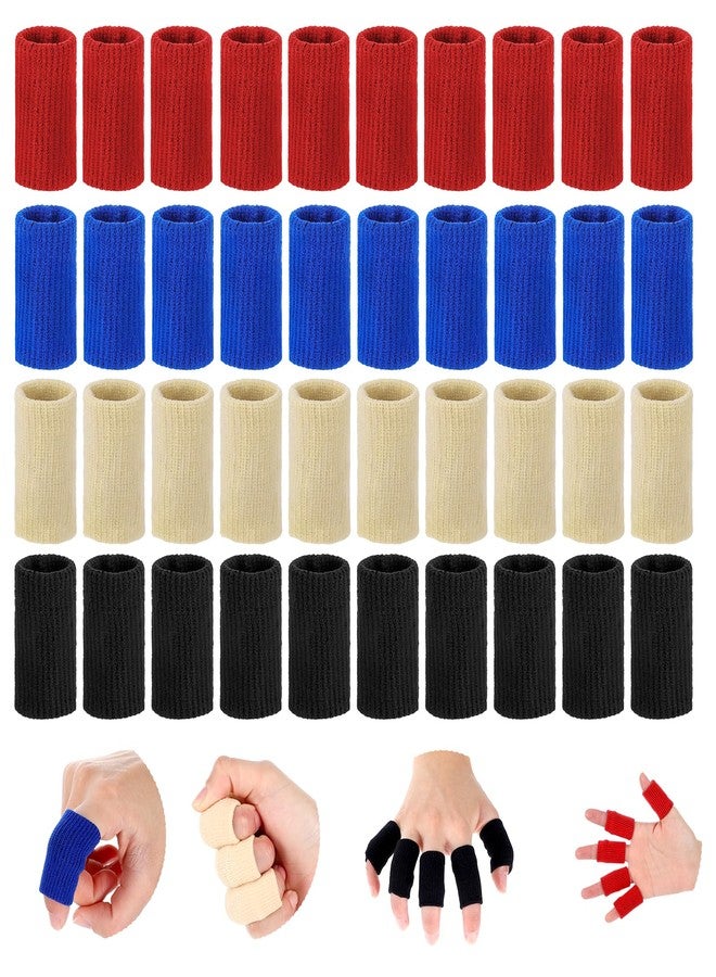 Zelphvt 40 Pcs Finger Sleeves Protectors, Elastic Thumb Sleeves for Relieving Pain Finger Arthritis Sleeves Elastic Thumb Splint Brace Sport Fingers Sleeves Fingers Compression Aid for Basketball Tennis - Image 1