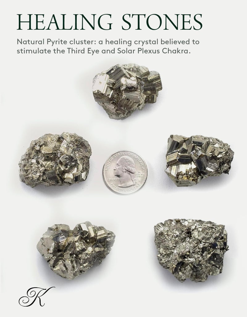 KALIFANO Natural Pyrite Cluster - High Energy Iron Piedra Pirita from Peru with Healing Properties (Information Card) Fools Gold Rock Reiki Crystal Used for Increased Willpower and Manifestation - Image 2