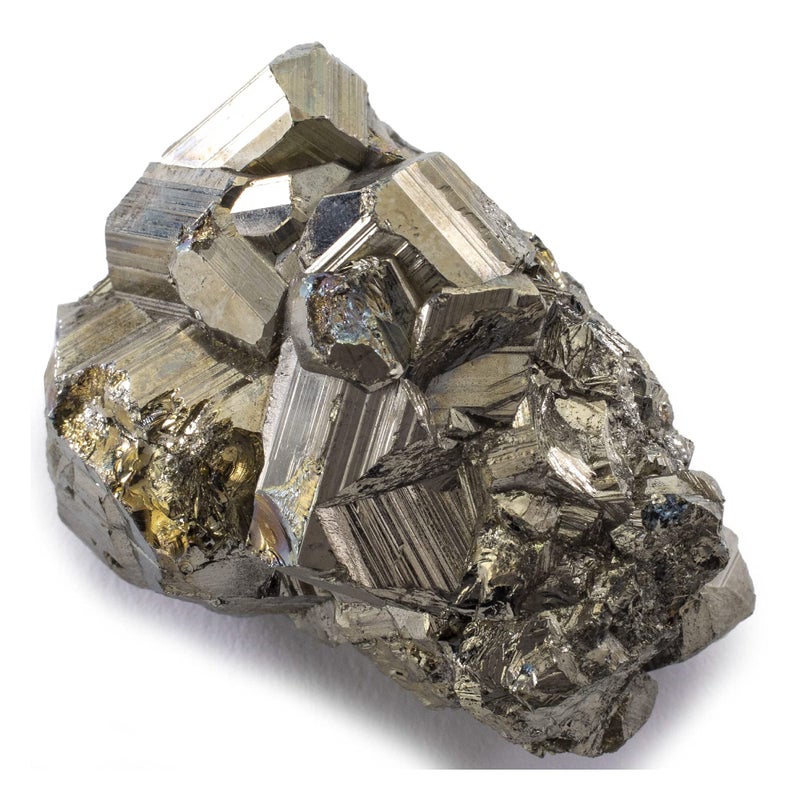 KALIFANO Natural Pyrite Cluster - High Energy Iron Piedra Pirita from Peru with Healing Properties (Information Card) Fools Gold Rock Reiki Crystal Used for Increased Willpower and Manifestation - Image 1