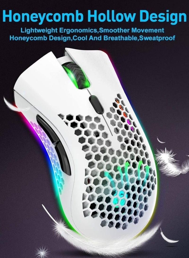 general BM600 Wireless Lightweight Gaming Mouse,2.4G Wireless Rechargeable Computer Mouse with Honeycomb Shell, USB Receiver, Adjustable DPI, Ergonomic RGB Gamer Mice for PC Mac Gamer - Image 3
