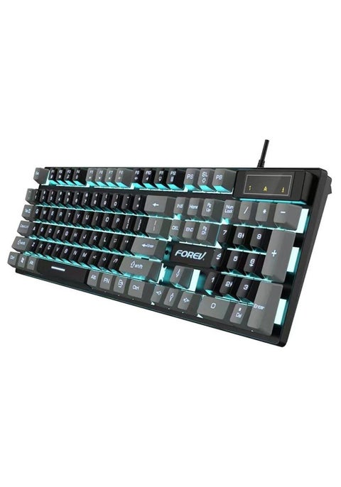 FV-Q8 Wired Gaming Keyboard Esports Light-Emitting Office Desktop Laptop Wired Film Wired Keyboard (FV-Q8 Black-Gray)
