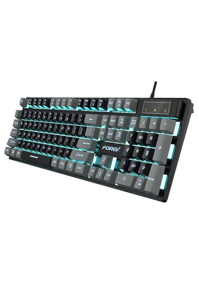 Forev FV-Q8 Wired Gaming Keyboard Esports Light-Emitting Office Desktop Laptop Wired Film Wired Keyboard (FV-Q8 Black-Gray) - Image 1