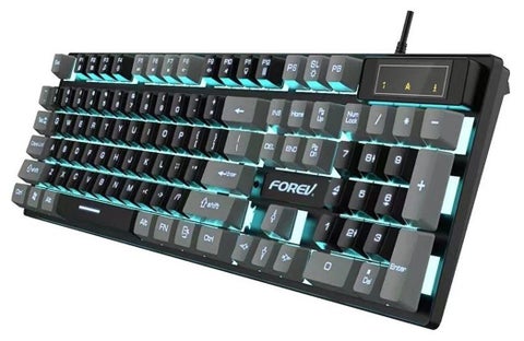 لوحة مفاتيح سلكية للألعاب FV-Q8، للرياضات الإلكترونية، باعثة للضوء، سطح المكتب، الكمبيوتر المحمول، لوحة مفاتيح سلكية بغشاء سلكي (FV-Q8 أسود-رمادي)