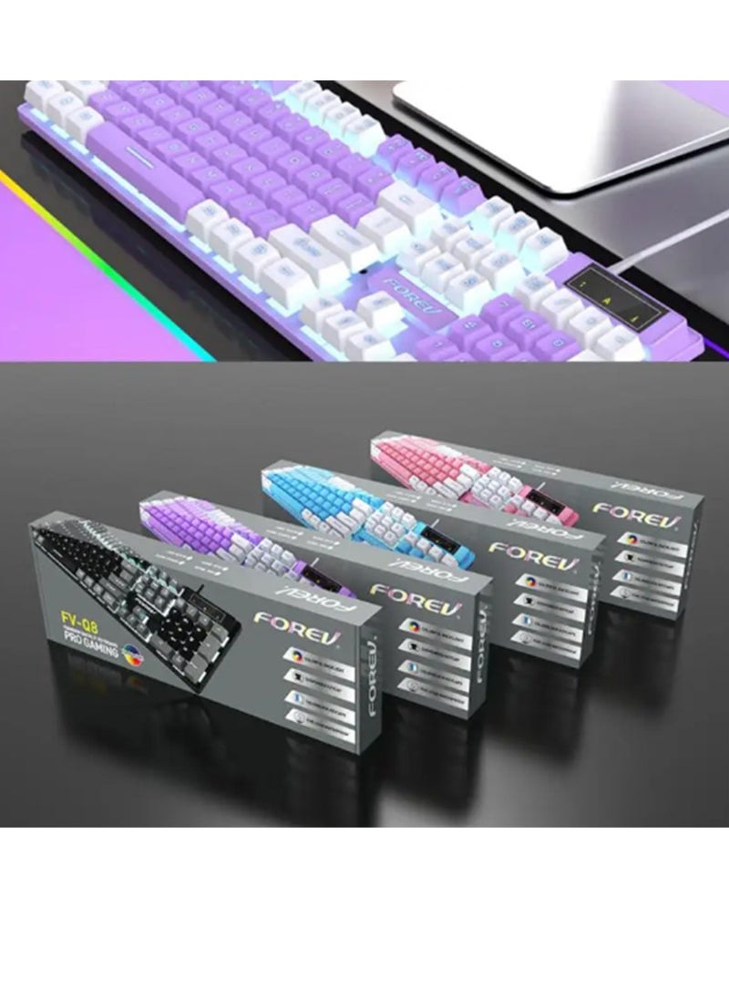 Forev - FV-Q8 Wired Gaming Keyboard Esports Light-Emitting Office Desktop Laptop Wired Film Wired Keyboard (FV-Q1 Black-Gray) - Image 1