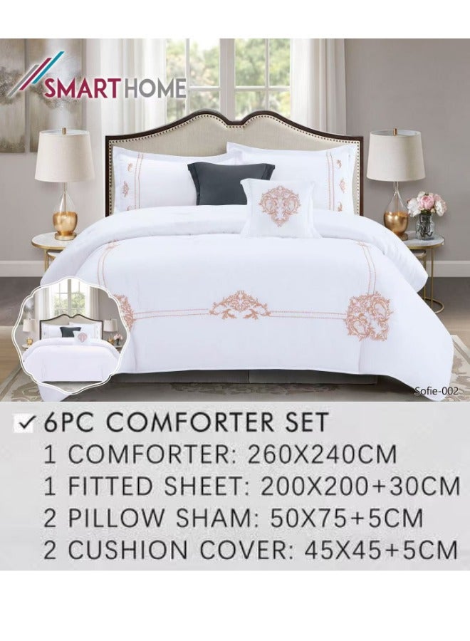 SMART HOME Embroidered two-sided quilt set, two-sided mattress, consisting of 6 pieces, quilt with 6-piece filling, 100% microfiber, quilt size 240 x 260 cm - Image 1