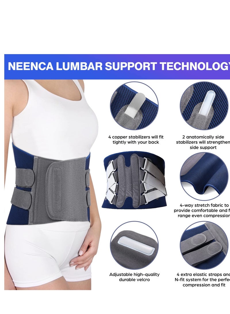 SYOSI Back Support Brace, Waist Wrap with Spring Stabilizers for Injury, Lumbar Support Belt for Men and women, Ergonomic Design, and Soft Breathable 3D Knit Material, for Herniated Disc, Sciatica (XL) - Image 2