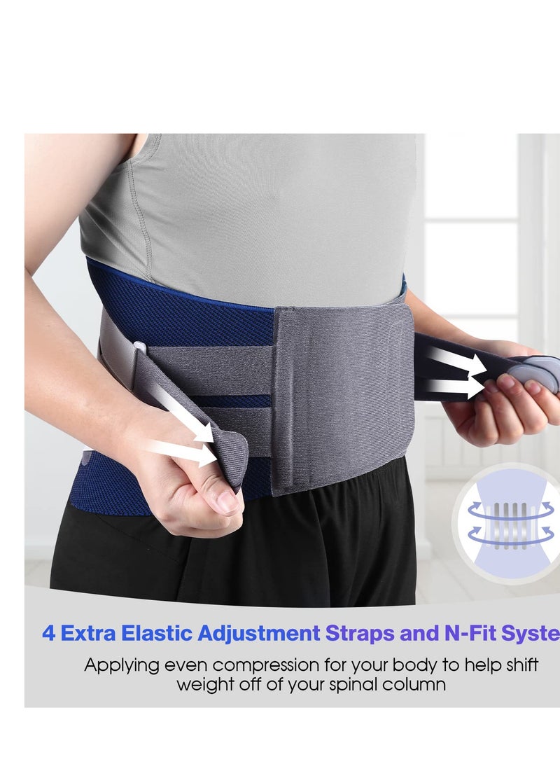 SYOSI Back Support Brace, Waist Wrap with Spring Stabilizers for Injury, Lumbar Support Belt for Men and women, Ergonomic Design, and Soft Breathable 3D Knit Material, for Herniated Disc, Sciatica (XL) - Image 4