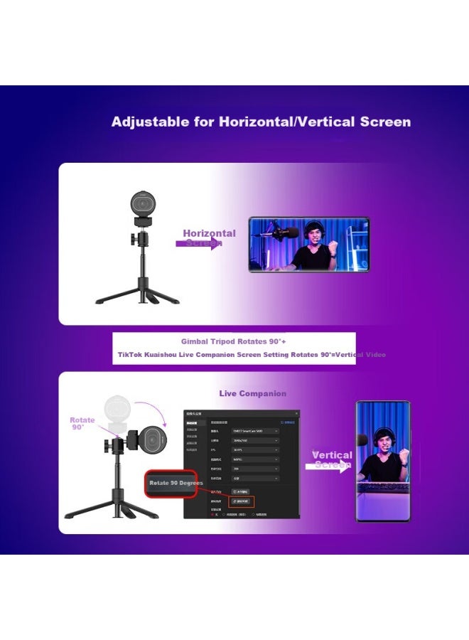 Emeet Onemini 4k Ultra Hd Computer Webcam Video Call Conference Fast Auto Focus Built-in Dual Noise Reduction Microphone Plug And Play S600+ Desktop Tripod - Image 1