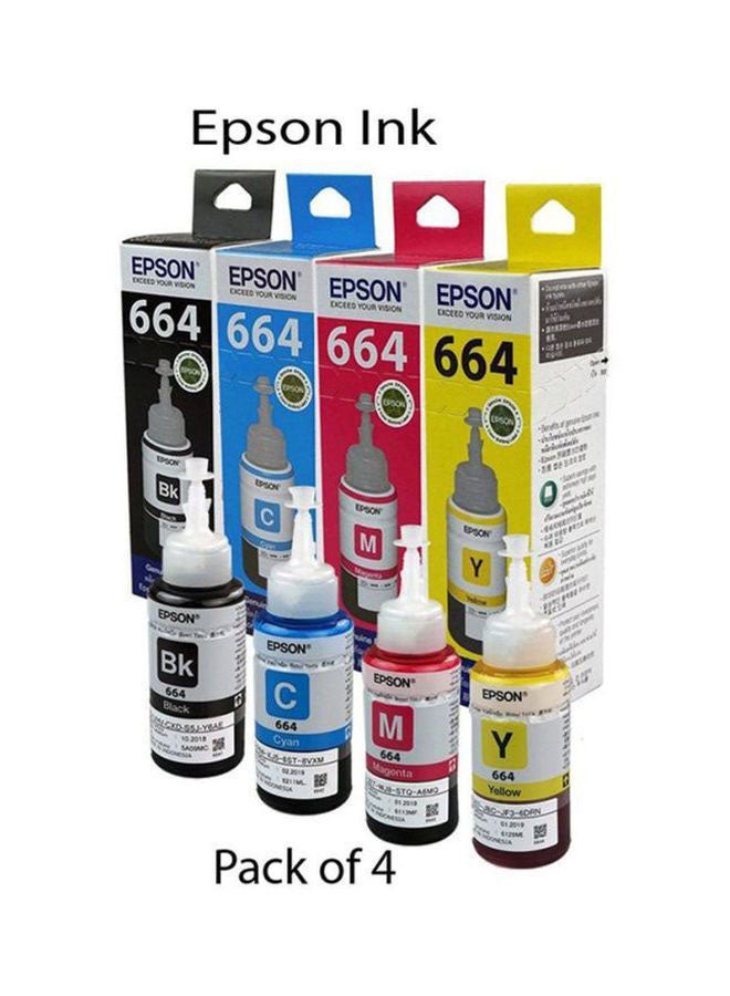 EPSON 664 4-Piece Refillable Ink Bottle Black/Cyan/Magenta/Yellow - Image 3