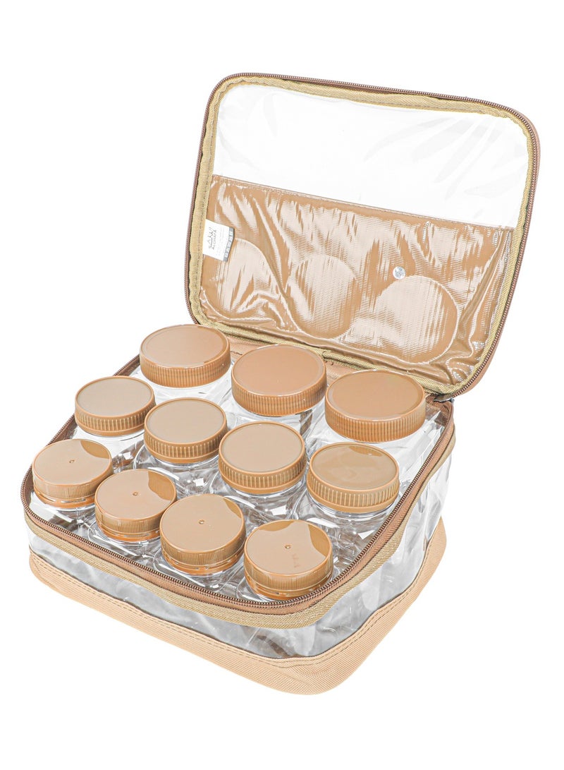 الغافة شنطة  علب بهارات ,عدد11قطعة  , سعة 200 ملي,سعة 350 ملي, سعة 680 ملي, لون كاكي , من  الغافة - Image 1