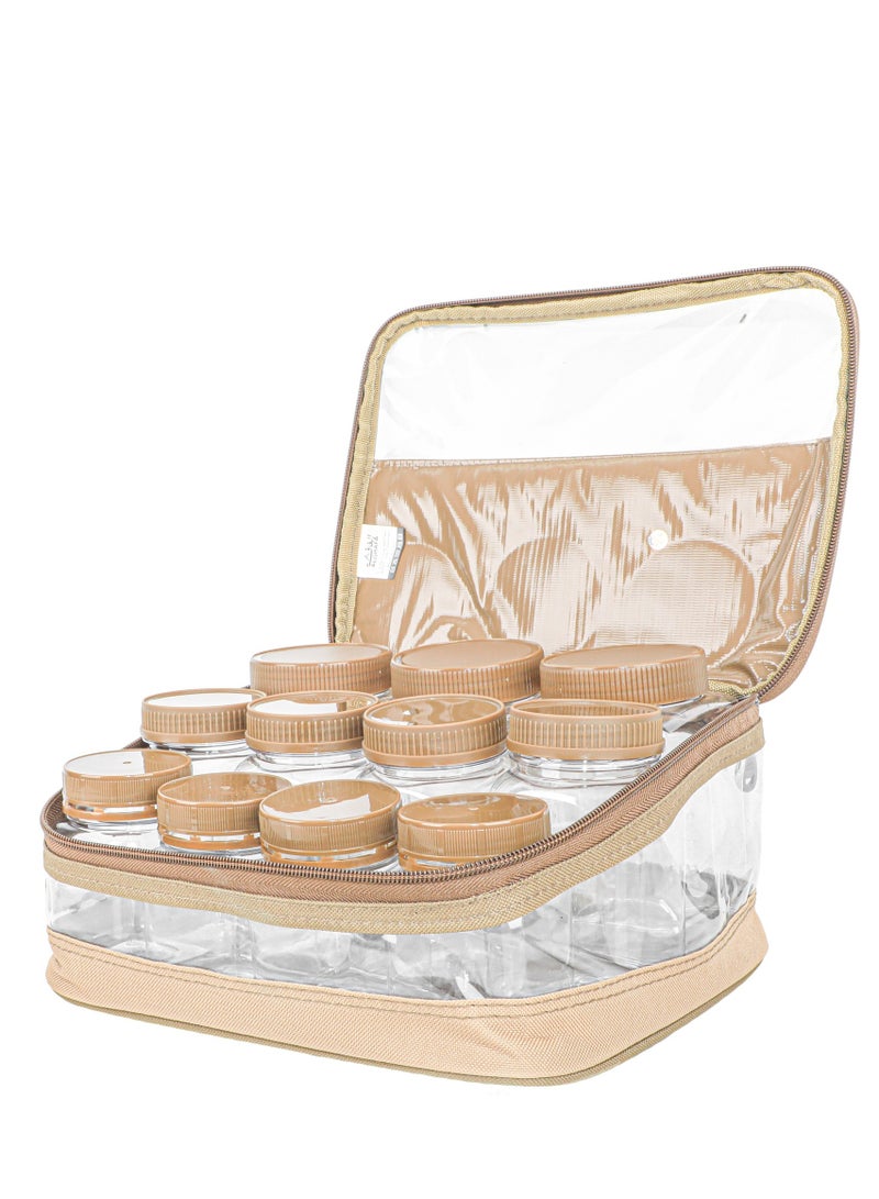 الغافة شنطة  علب بهارات ,عدد11قطعة  , سعة 200 ملي,سعة 350 ملي, سعة 680 ملي, لون كاكي , من  الغافة - Image 3