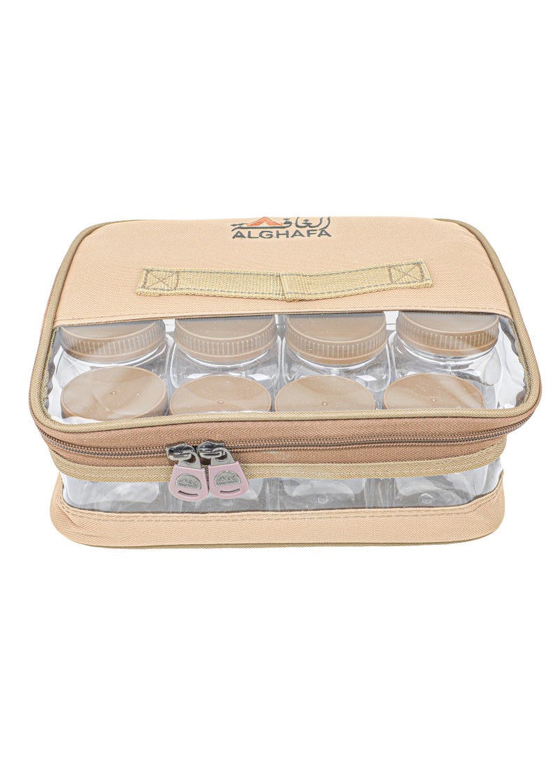 الغافة شنطة  علب بهارات ,عدد11قطعة  , سعة 200 ملي,سعة 350 ملي, سعة 680 ملي, لون كاكي , من  الغافة - Image 4