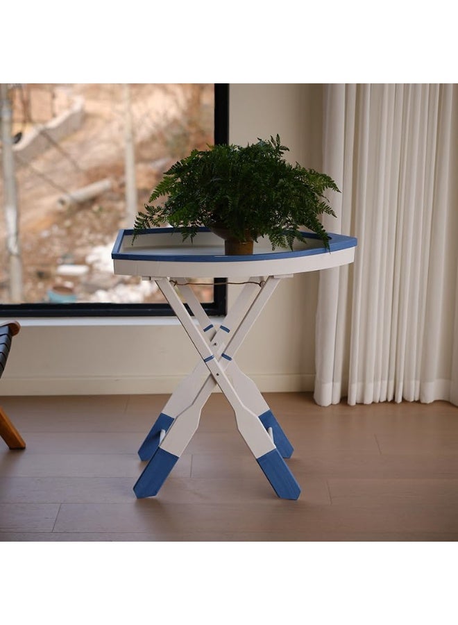 YINZUO Mediterranean Style Solid Wood Boat-Shaped Folding Table – Creative Surfboard Coffee Table, Phone Table, Ocean-Themed Summer Decor, Window Display - Image 5