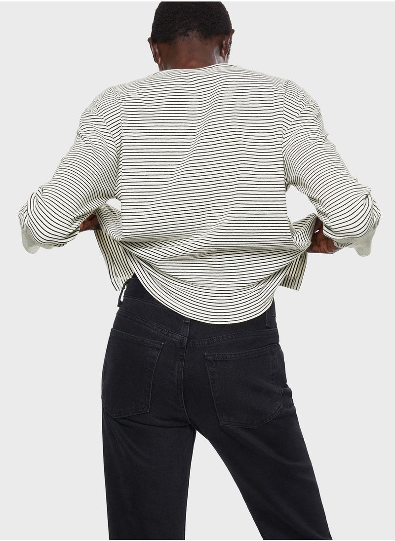 MANGO - Striped Button Detail Cardigan - Image 1