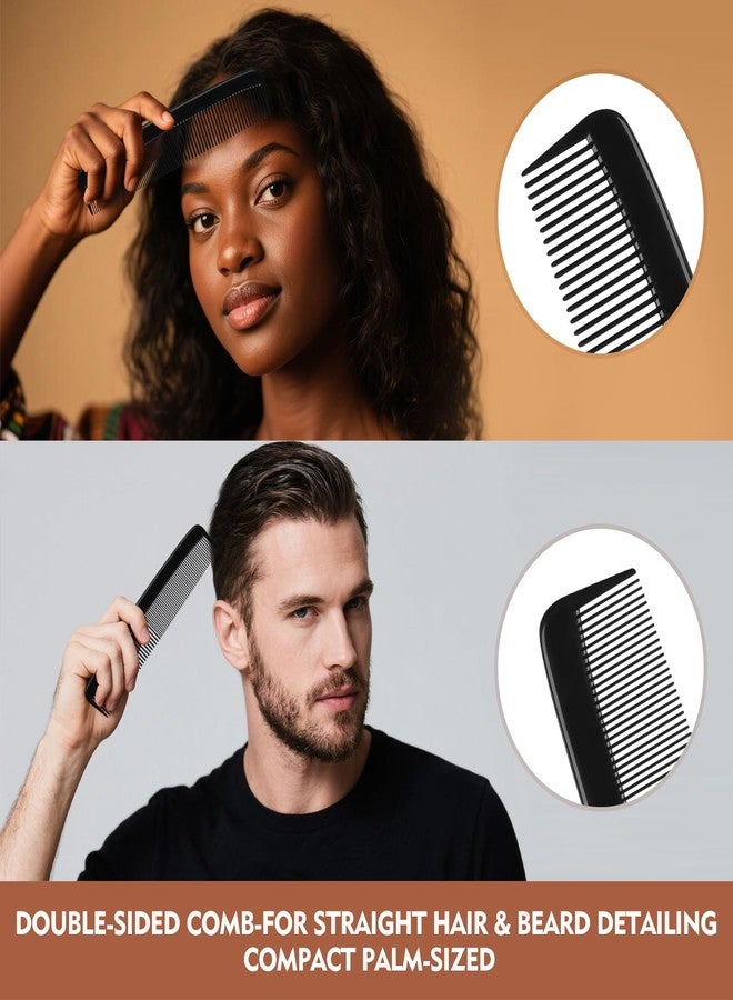 CdbC 4 Piece Professional Black Comb Set for Men and Women-Fine Tooth, Rat Tail, Beard and Mustache Combs-Parting and Teasing Tools for All Hair Types - Image 5