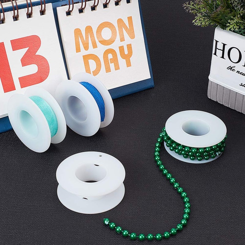 PH PandaHall بي إتش باندا هول 20 حزمة بكرة فارغة، بكرة شريط بلاستيكية، بكرة خيوط للتجديل، بكرة خيوط فارغة، بكرة شريط، بكرة بيضاء للخيوط والتطريز، 2.16x0.78 بوصة - Image 2