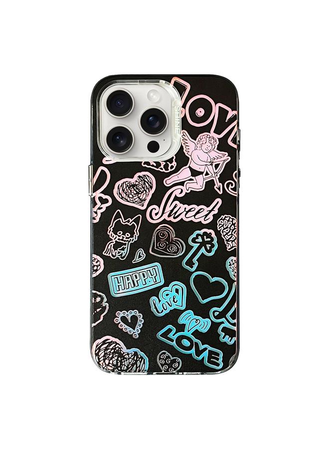 اس-توب جراب لهاتف iPhone 15 Pro بنمط ملون مصنوع من مادة TPU + PC - Image 1