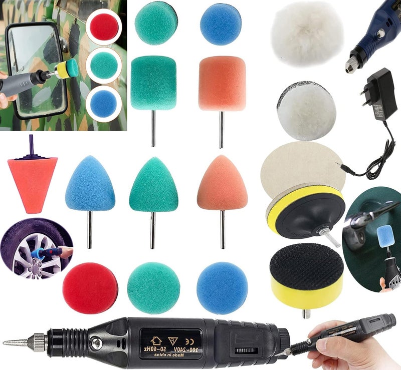 DIY Crafts Mini Cone's 1-3" inch, Choice 1-7" inch Sponge Buffing Waxing Density Felts & Fur Pad for Tight Area Detailing Sealing Glaze + Mini Variable Speed Machine (15x 4X Felt 4X Fur Pads, 1"inch) - Image 1