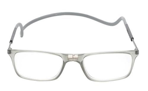 Calabria Unisex SP02 Snap Magnetic Reading Glasses Matte Crystal Smoke Grey Pull Apart Glasses with Magnetic Bridge Wrap Around Eyeglasses with Adjustable Temples Eyewear Magnification 200x - Image 3