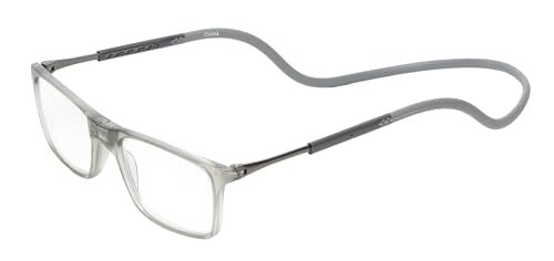 Calabria Unisex SP02 Snap Magnetic Reading Glasses Matte Crystal Smoke Grey Pull Apart Glasses with Magnetic Bridge Wrap Around Eyeglasses with Adjustable Temples Eyewear Magnification 200x - Image 1