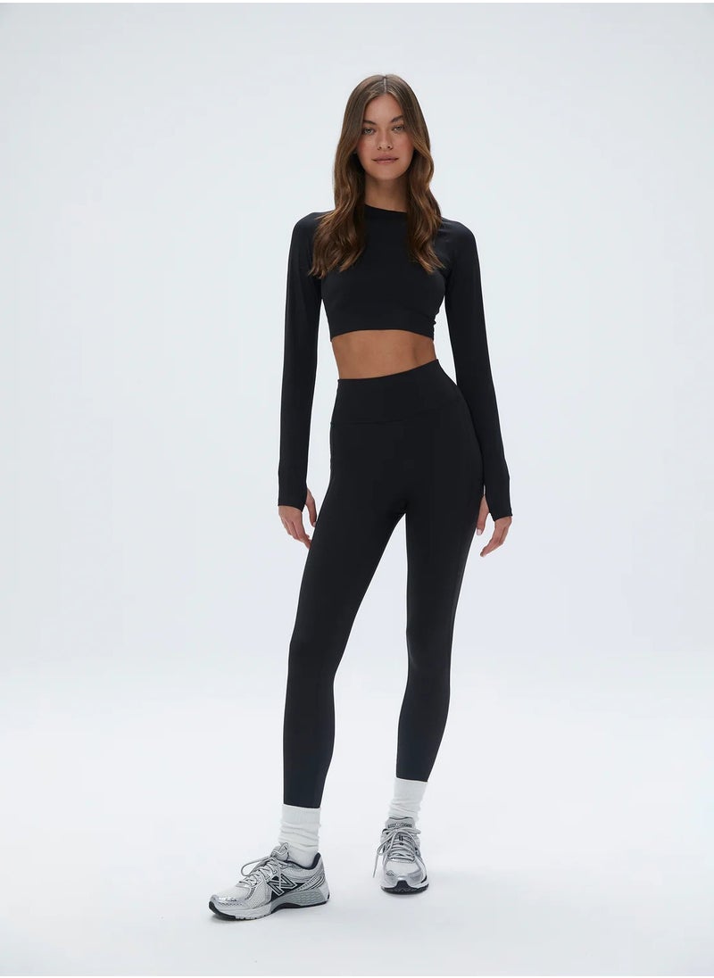 Vicino - Vicino Women's Sportswear Set with Thumb Hole and High Waisted High-Quality Workout Pants - Black - Image 1